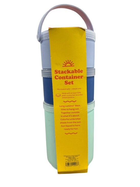 Sun Squad Stackable 3-Piece Reusable Container Set With Handle - Microwave Safe - Picture 5 of 5